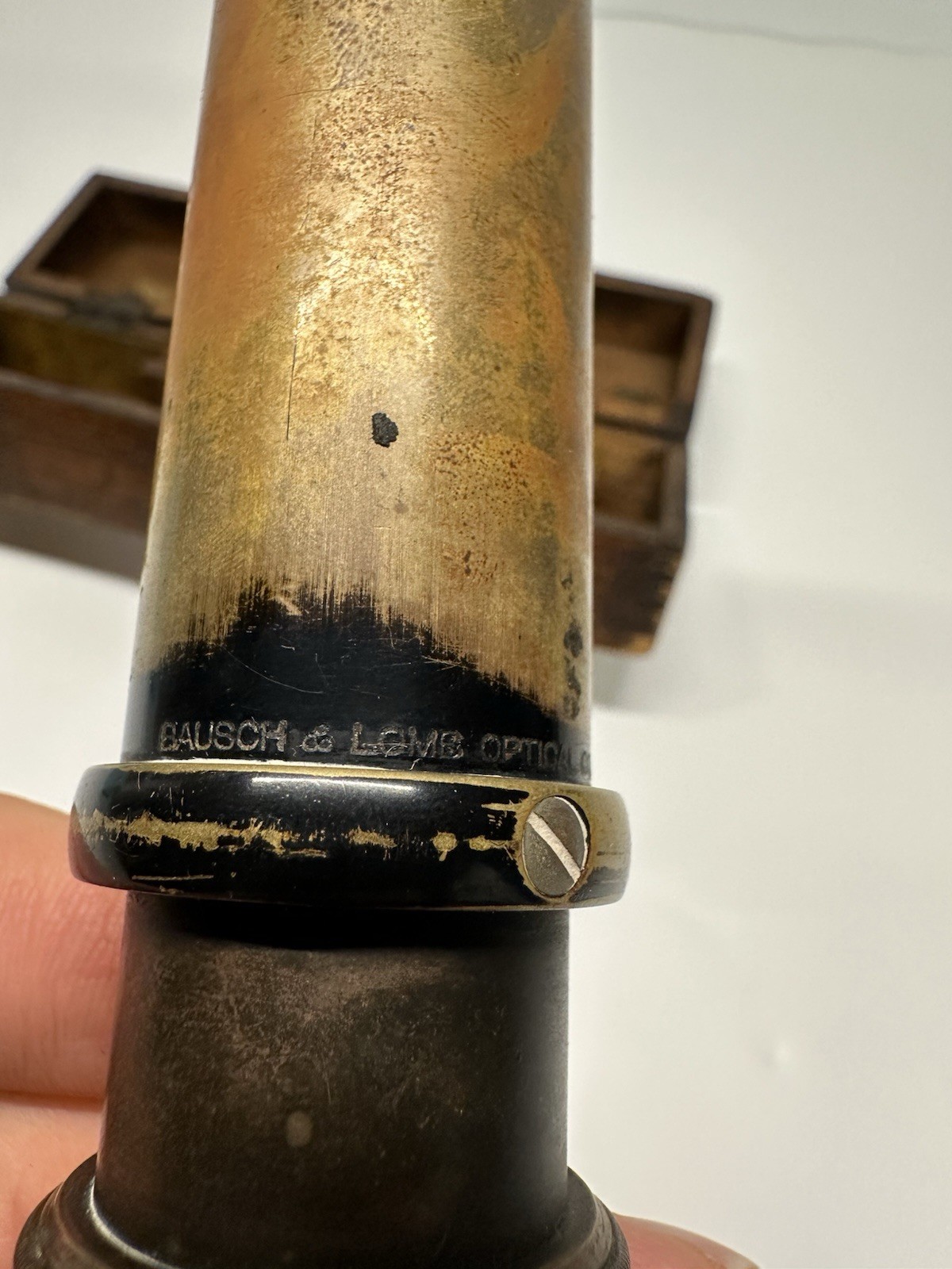 Bausch Lomb Brinell Field Microscope Brass Barrel with Box