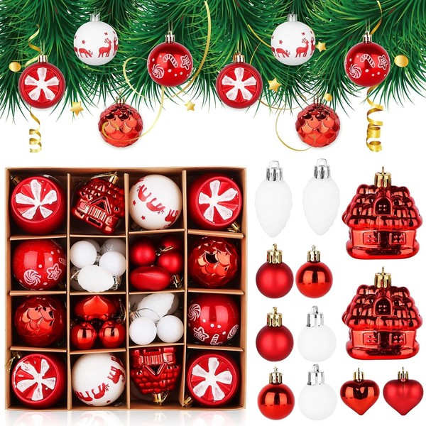 40 StüCk Weihnachtskugeln, 6~4Cm Christbaumkugeln, Weihnachtskugeln Plastik Mit-image