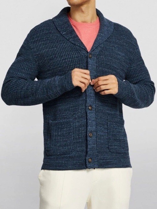Polo Ralph Lauren XL/TG Indigo Heather Blue Knit Fisherman 