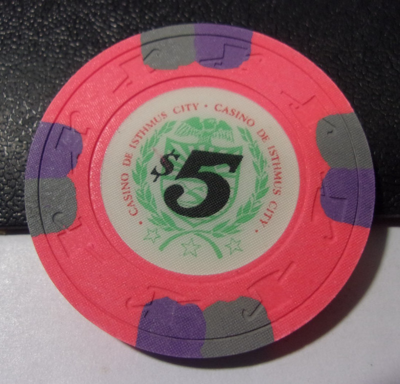 CASINO DE ISTHMUS CITY CASINO $5 MOVIE PROP CASINO gaming poker chip