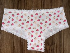 Victoria's Secret Panties Cheeky Panty Cotton Lace Waist White Floral Large L
