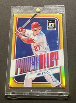 2016 DONRUSS OPTIC MIKE TROUT POWER ALLEY GOLD PRIZM REFRACTOR SSP # d 05/10!
