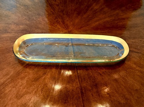 Annieglass Oval 24k Gold Rimmed Oval Roman Antique Serving/Cracker Tray