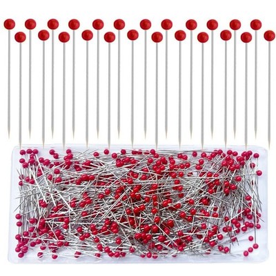 Sunenlyst 500 PCS Sewing Pins, 1.75IN Quilting Pins Long Red Glass Ball Head ...