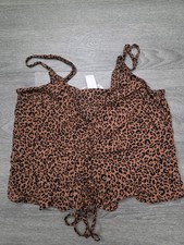 H M leopard print blouse - top - croptop spaghetti sleeves - Size 8