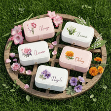Personalised Birth Flower Jewellery Box Custom Name Travel Case Fairy Girl Gift