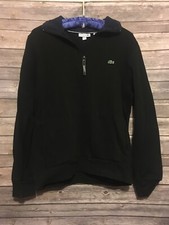 Lacoste Men's Sz 6/XL 100 Cotton Ribbed Sweater Black 1/4 Zip