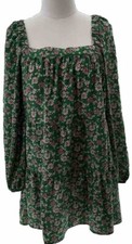 asos DESIGN Dress Women’s Size 6 Green Pink Floral Boho Baby Doll Girlcore Tiers