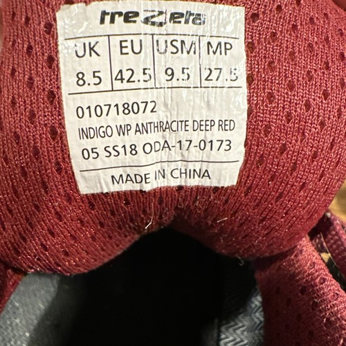 Trezeta Men’s Indigo WP Low Hiking Shoes Sz 9.5 Waterproof Gray Red NICE! - Picture 13 of 13