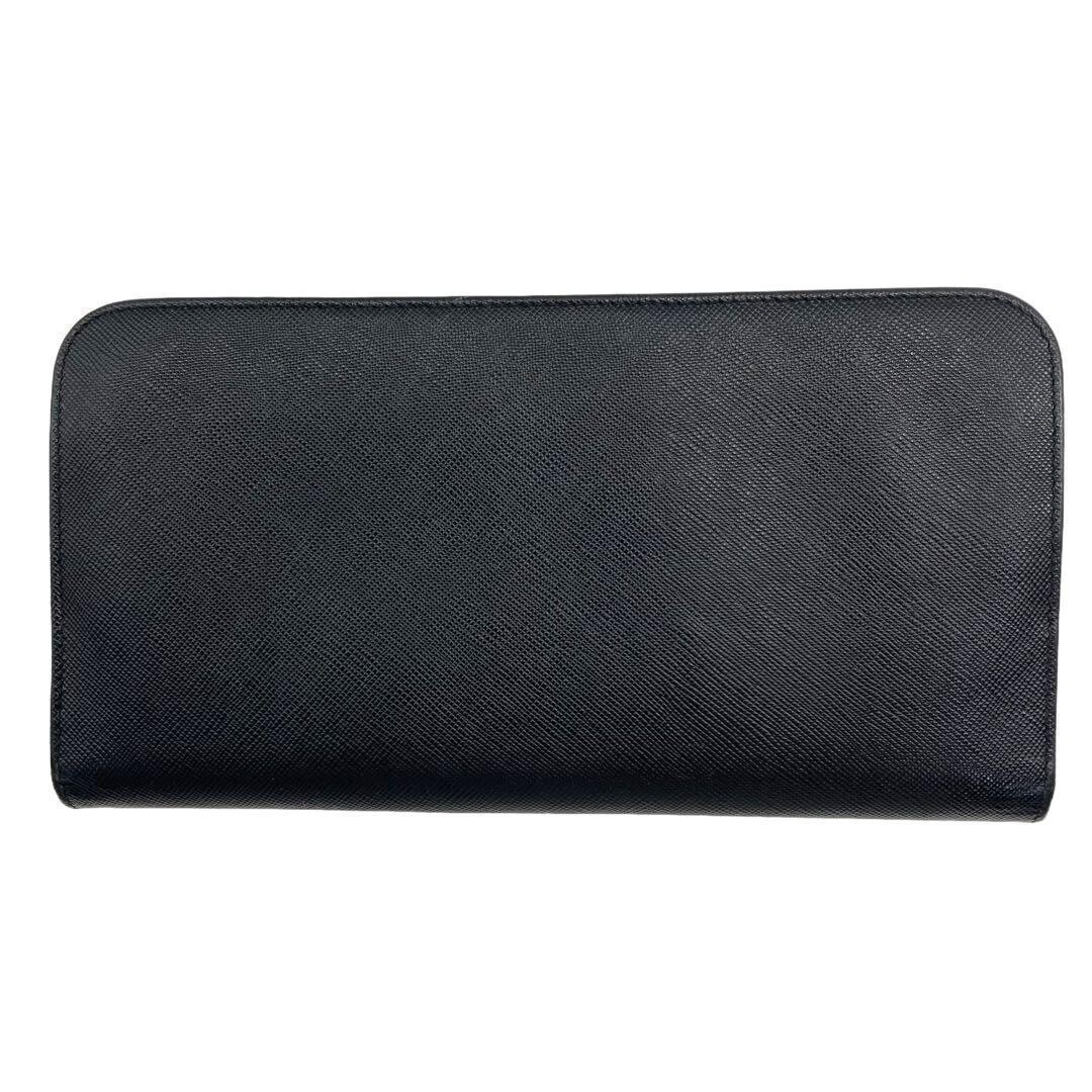小物 Archive Prada wallet leather black y2k Prada Long Wallet Black Pink Saffiano Leather With Box Used