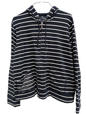 Onque Casuals Womens Hoodie XL Black White Striped Embellished Full zip Staple