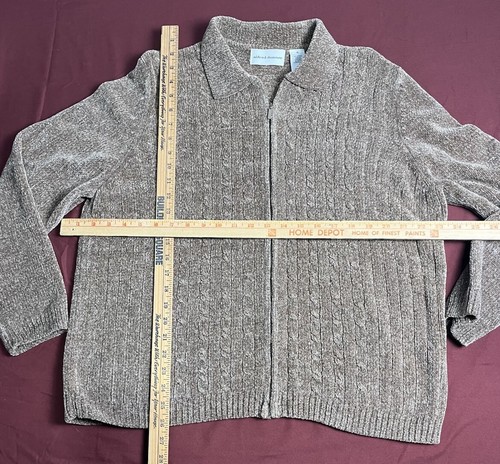Suéter vintage Alfred Dunner clásico de cachemir para mujer con cremallera talla (XL) marrón - Imagen 5 de 5