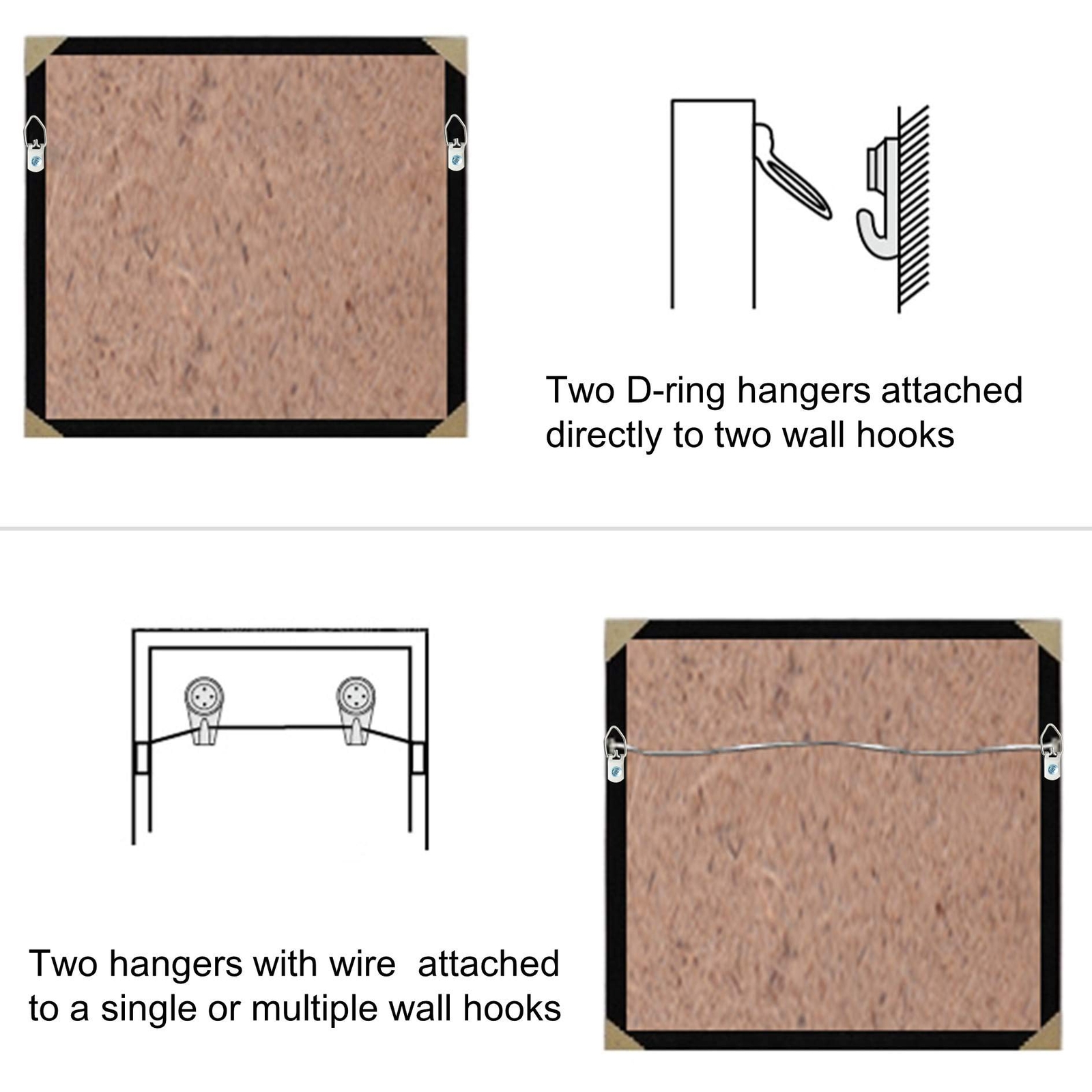 100Pcs D Rings Frame Hooks for Picture Hanging with Screws for Hard Walls