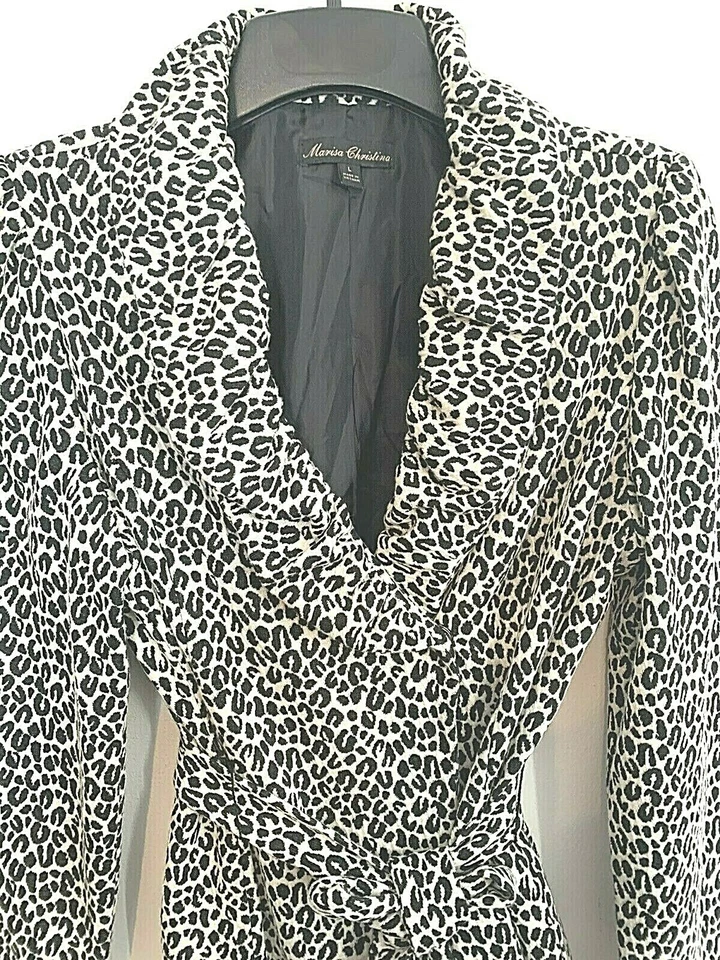 Marisa Christina Women L Knit Animal Print Wrap Blazer Jacket Career Holiday - Image 4 of 4