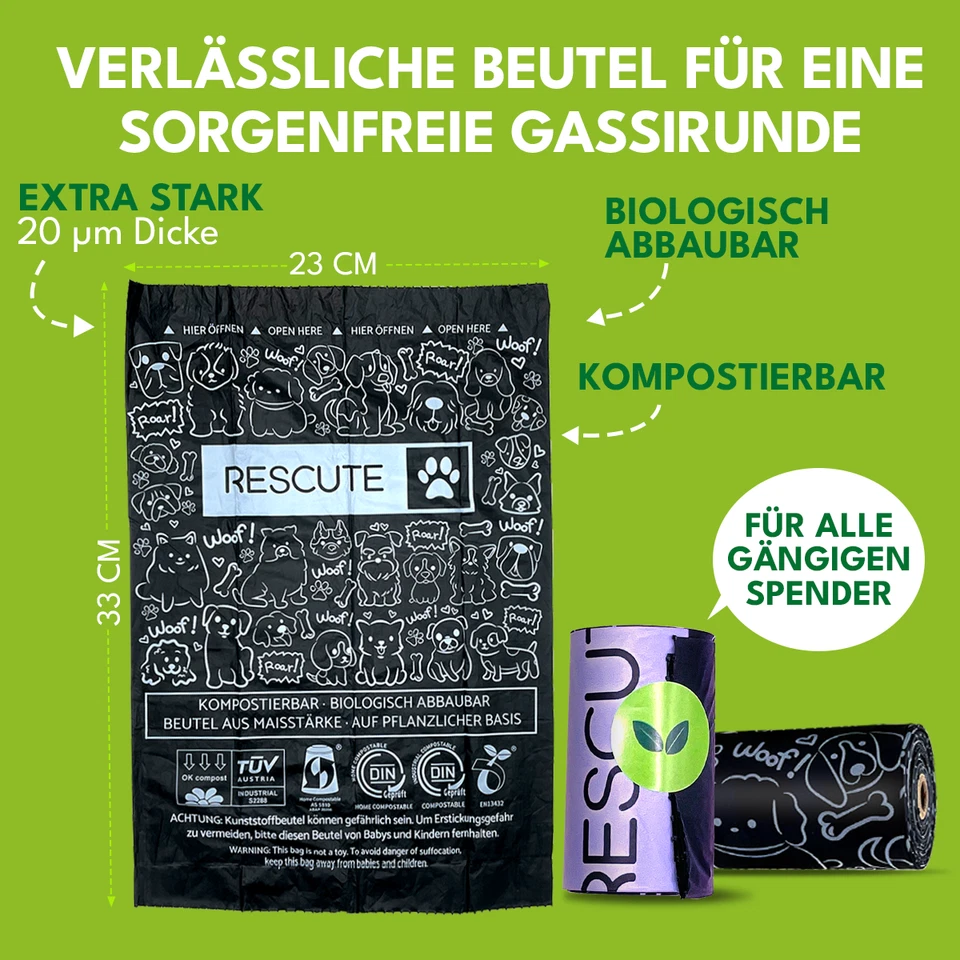 Hundekotbeutel Biologisch Abbaubar | 120 Extra Starke und Reißfeste Hundebeutel - Bild 2 von 4