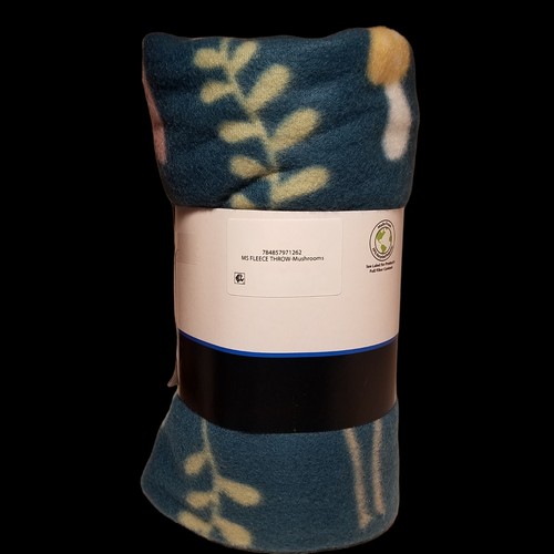 Mainstay Fleece Throw 50 x 60 GREEN MUSHROOMS FERN Lightweight Washable Blanket - Picture 6 of 24