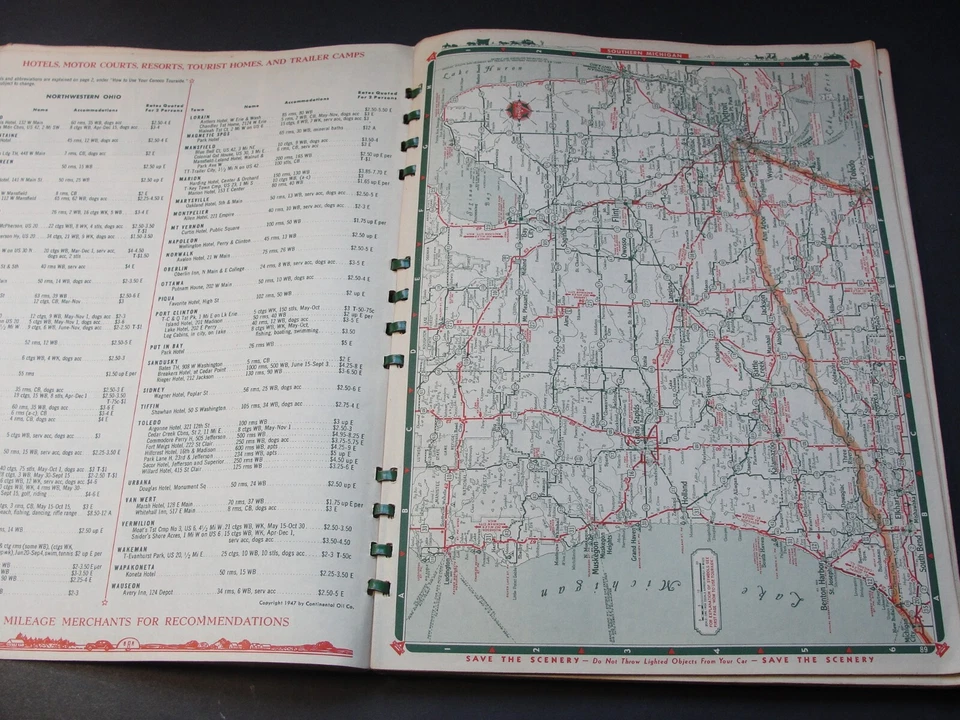 Conoco Oil Co.-Gas/Oil Ads-Touraide Travel Guide Maps-1946 Spiral Bound Booklet. - Image 3 of 4