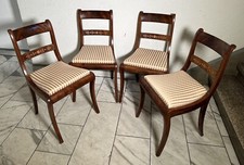 Ein Set 4 Mahagoni Stühle im englischen Regency-Stil mit Messing Intarsien