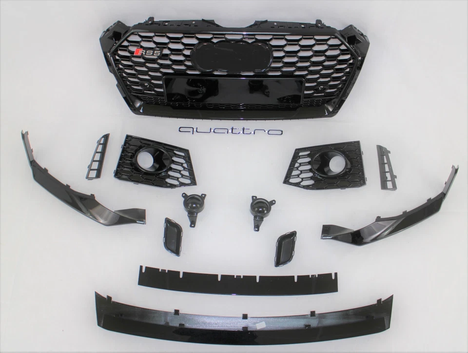 RS5 style front bumper cover grille conversion set kit 2018- 2019 AUDI A5 S5 Foto 3 de 4