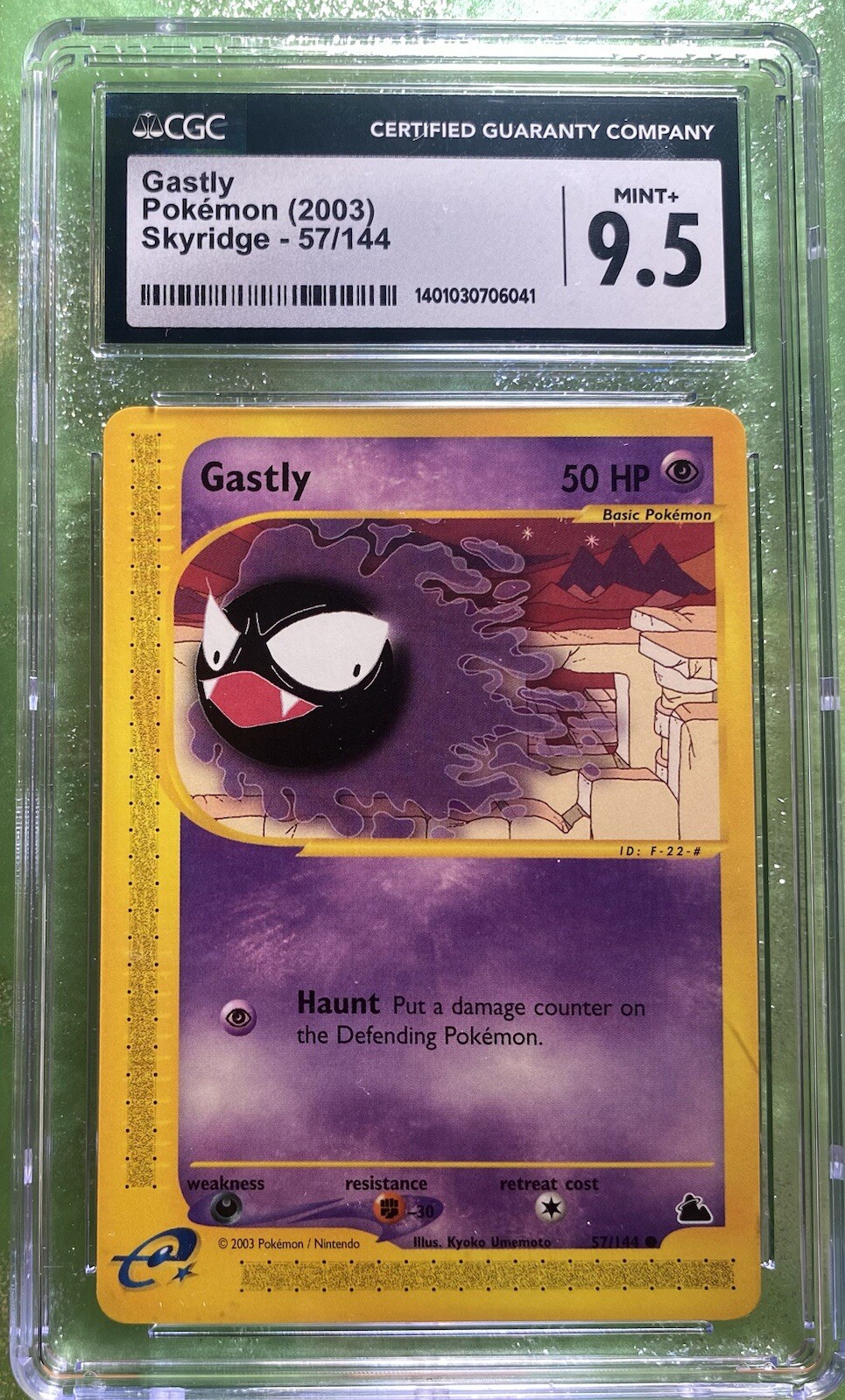 CGC 9.5 MT+ Gastly Pokémon (2003) Skyridge 57/144