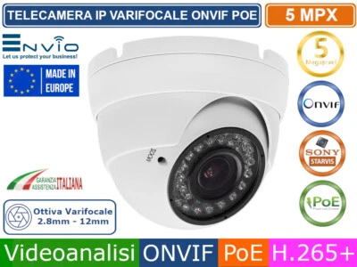 ENVIO TELECAMERA DOME IP 5 MP MEGAPIXEL VIDEOANALISI VARIFOCAL 2,8-12mm ONVIF POE IP66