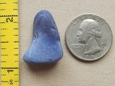 PURE BEACH SEA GLASS SURF TUMBLED DARK SLAG SOLID BLUE FROSTED PENDANT RARE V01
