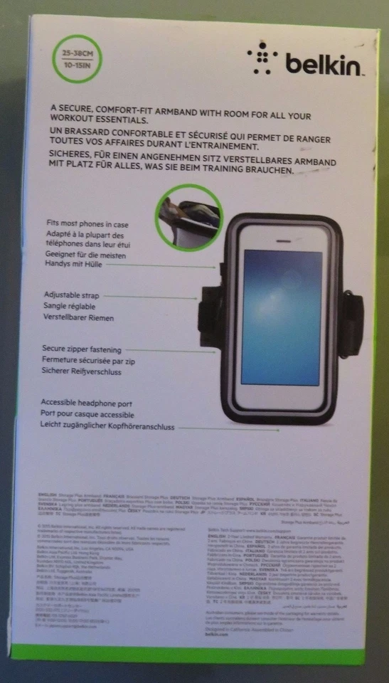 Belkin Storage Plus臂带保护壳适用于5.5英寸智能手机黑色(B1) — 第 2/3 张图片