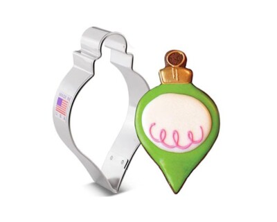 CHRISTMAS ORNAMENT TEARDROP Metal Cookie Cutter- Ann Clark 4''- Tin Plated Steel