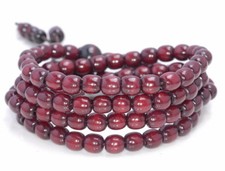 6X6MM BARREL DRUM RED SANDALWOOD LOOSE BEADS 25"