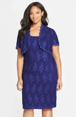 $199 Alex Evenings Purple Lace Embroidery 2pc Cocktail Dress w Jacket~ 10P  M3020 | eBay