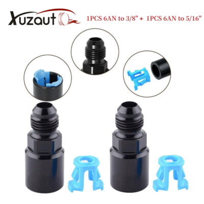 2x 6AN Fuel Adapter Fit For To 3/8 And 5/16 GM Quick Connect W/Thread EFI Female