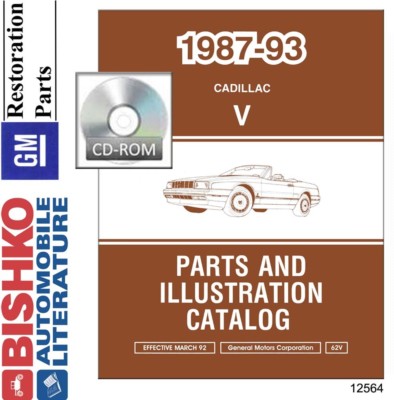 1987 1989 1991 1993 Cadillac Allante Parts Numbers List CD Guide Interchange OEM
