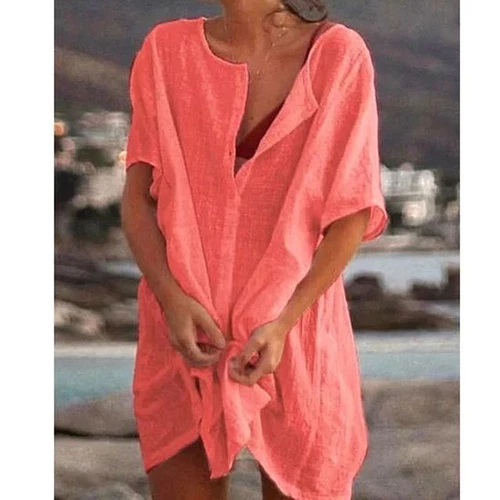 Women Loose Bikini Cover Up Mini Beach T shirts Dress Swimwear Beachwear Bathing - Picture 19 of 26