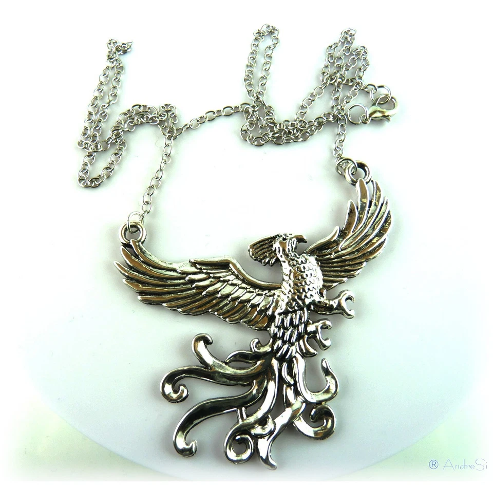 Phönix Anhänger H.Potter HQ mit Halskette hart-versilbert antik finish AndreSi ® - Bild 3 von 3
