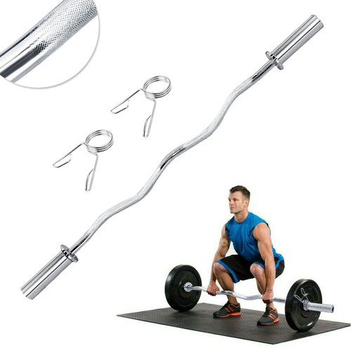 Olympic Barbell EZ Curl Bar Spring Collars Fitness Home Gym 2" Training/Lifting - Picture 3 of 12
