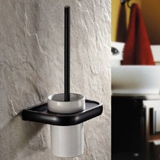 Bathroom Accessories Black Finish Brass Toilet Brush Holder Set 2ba196