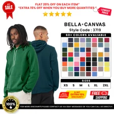 Bella + Canvas 3719 Unisex Sponge Fleece Pullover Hoodie Sweatshirt