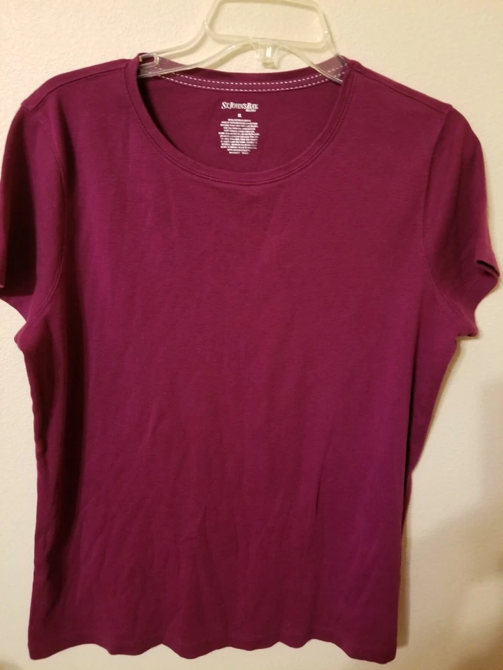 St Johns Bay Size Xl  Cap Sleeves Plum Tshirt woman 26 L 25 across front chest l - Image 4 of 4
