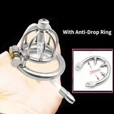 Male Stainless Steel Chastity Device lock Cage Stretcher Tube Anti-off Ring Men