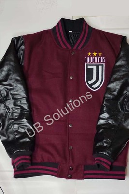 Juventus Football Soccer Jacket  Letterman Varsity Jacket with Leather Sleeves