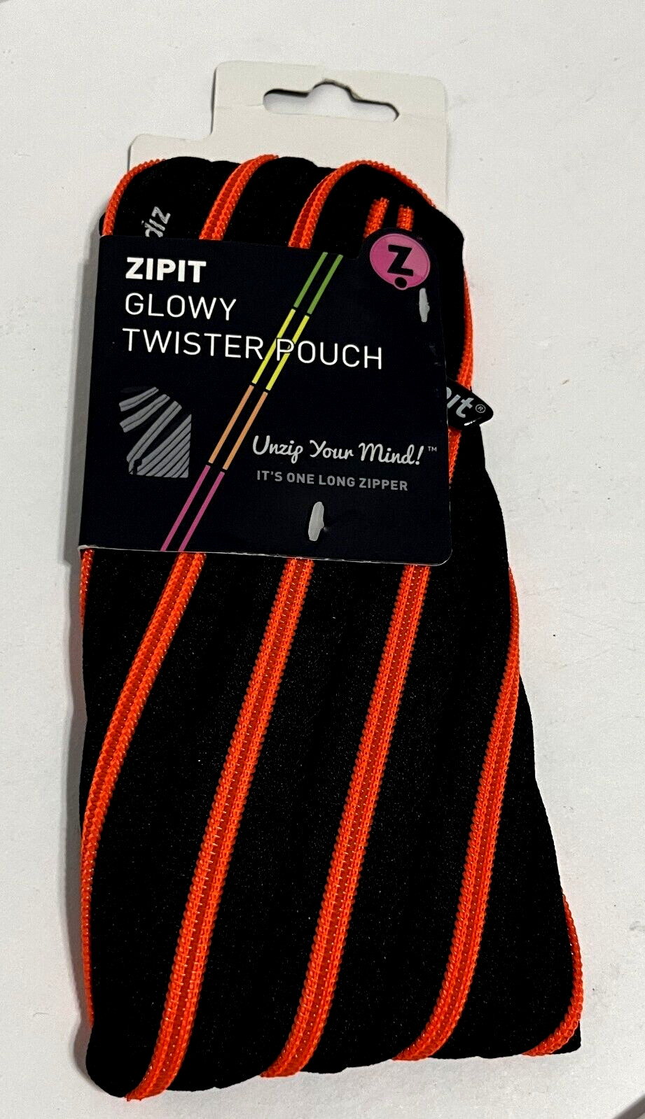 Pen Twister Pouch Black Glowy Orange Zipper Bag New Tag