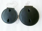 Round Police Security Badge Holder Leather Clip Belt Neck Chain
