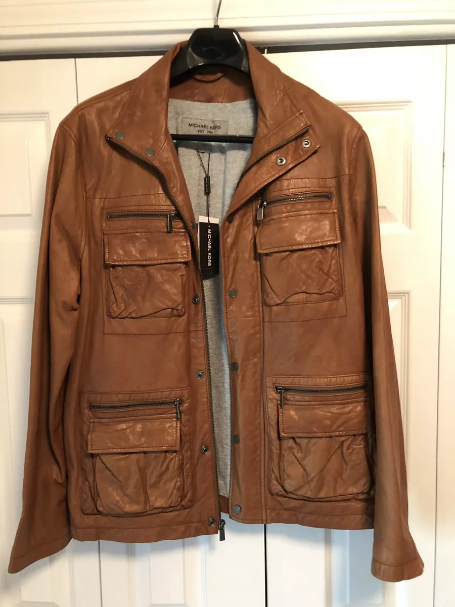 Michael kors hotsell tan leather jacket