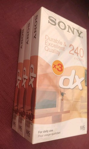 Blank Sony DX240 VHS Cassette Tapes Pack Of 3 New & Sealed