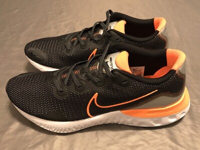 Nike Mens Renew Run Black, Total Orange Running Shoes CK6357-001