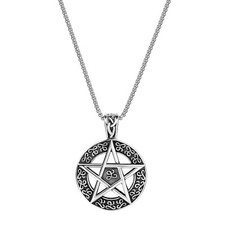 Collar Colgante Hombre Retro Pentáculo Pentagrama Wicca Estrella Amuleto Acero Inoxidable