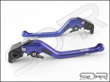 2004 - 2009 Yamaha MT-01 CNC Carbon Fiber inlay Long SDR Adjustable Levers Blue