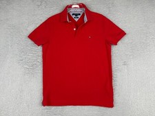 Tommy Hilfiger Polo Shirt Men Medium Red Slim Fit Short Sleeve 100 Cotton Knit