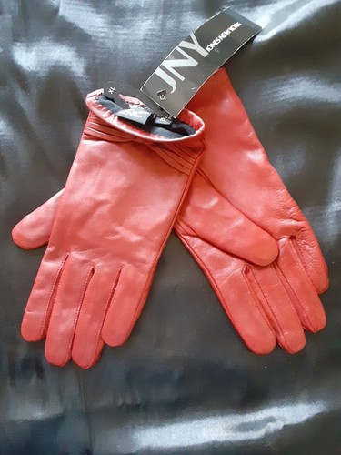 New Jones New York 100% Genuine Leather Red Gloves Women' Sz XL Polyester Lining - Picture 15 of 23