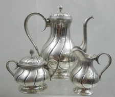 LATVIAN SILVER TEA / COFFEE SET 1922 - 1939 Baltic Latvia Riga Sterling Russian